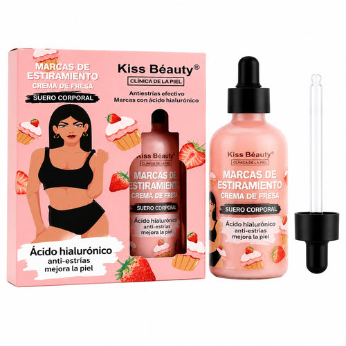 Sérum Corporal Anti‑Estrías Ácido Hialurónico y Fresas Kiss Beauty 100 ml – Suavidad, Elasticidad y Fragancia Dulce 🍓